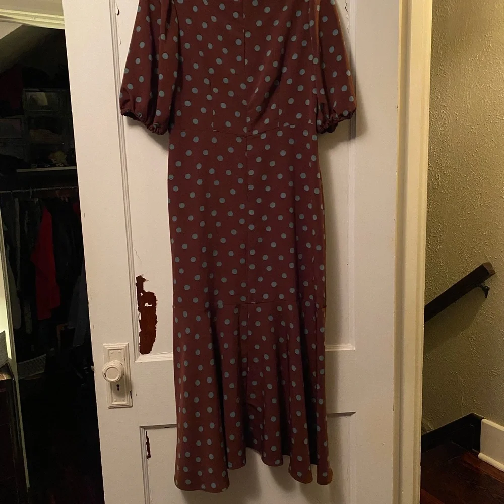Polka Dot mint green/ Brown Dress M - Picture 3 of 3